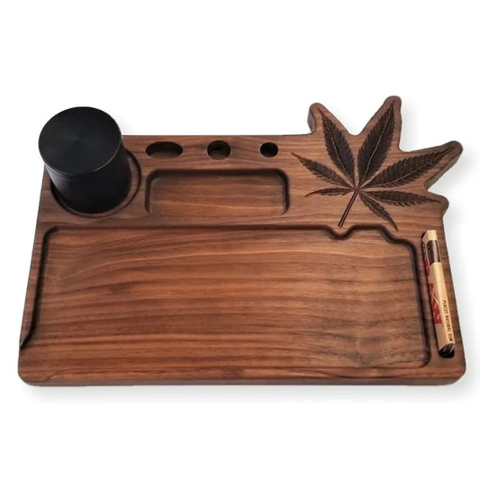 Large Wooden Rolling Tray – Multipurpose Tobacco & Herb Organizer