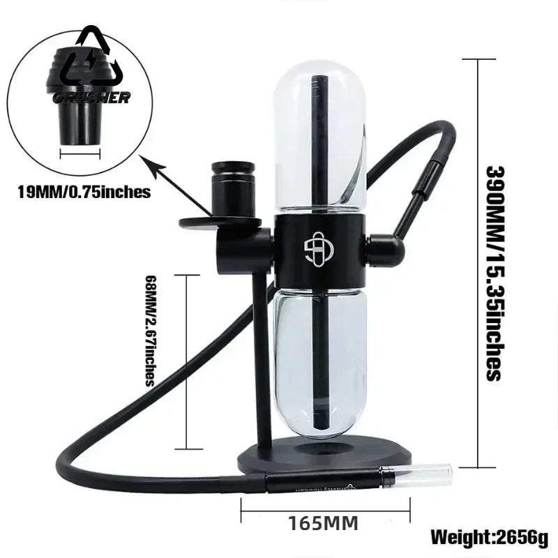 360° glass gravity hookah with rotating system
